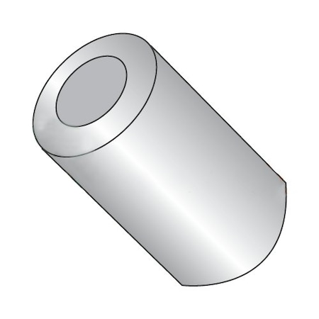 Round Spacer, #4 Screw Size, Plain Aluminum, 1/4 In Overall Lg, 0.114 In Inside Dia